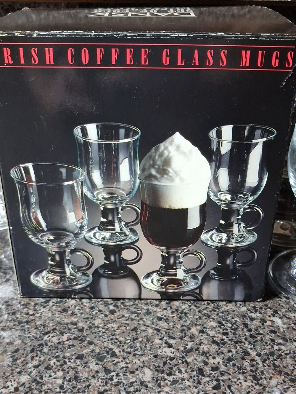 Dansk MCM Clear Glass Irish Coffee Mugs Set (4) New In Box